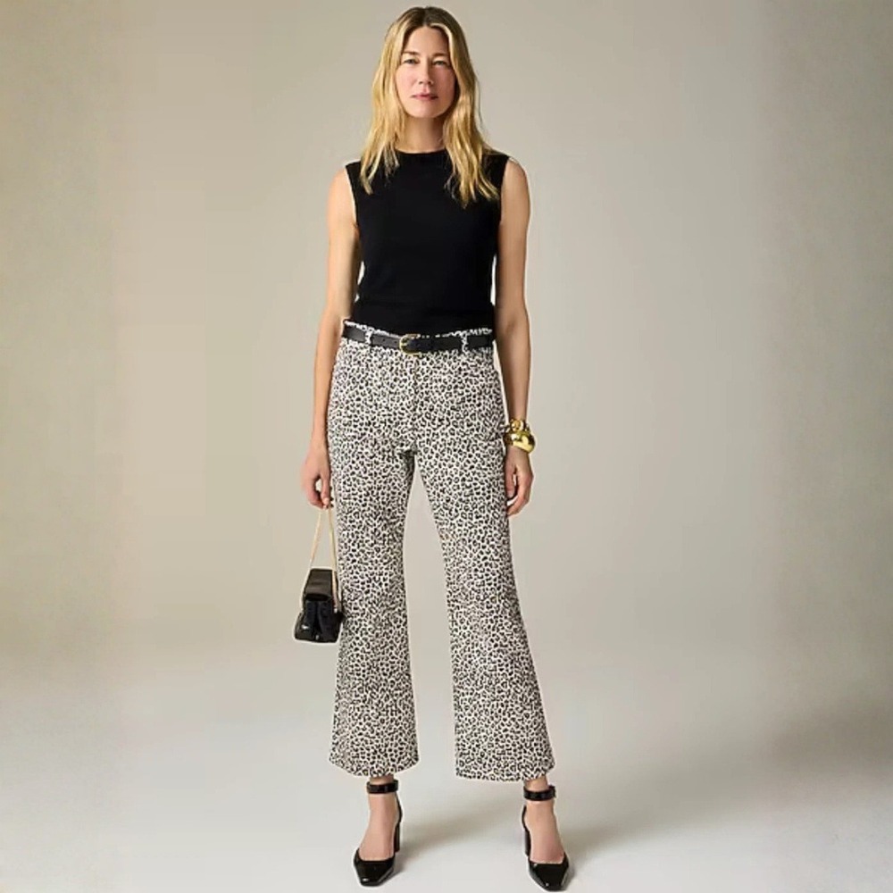 J.Crew High-rise Kickout Jean Size 29 with Sailor Pockets in Leopard Print $148